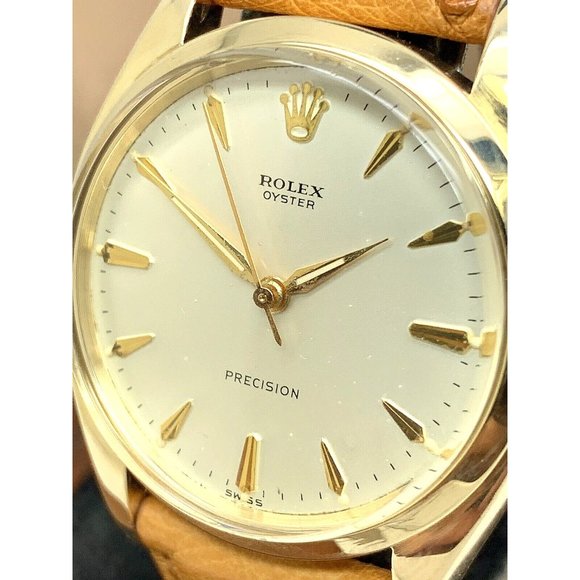 Rolex Oyster Precision Men's Watch Vintage Swiss Hand Wind 14k Gold Case - Picture 1 of 13
